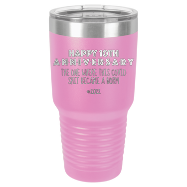 Happy 10th Anniversary Print Romantic Tumbler